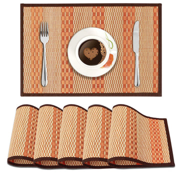 Heat Resistant Bamboo Dinner Mats, Orange
