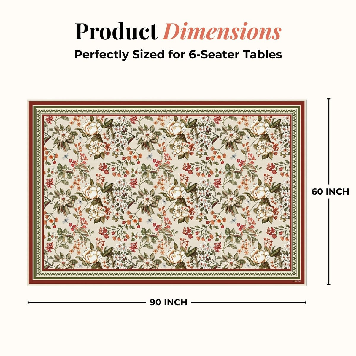 HOKIPO Autumn Floral 6 Seater Table Cloth, Beige - image 5