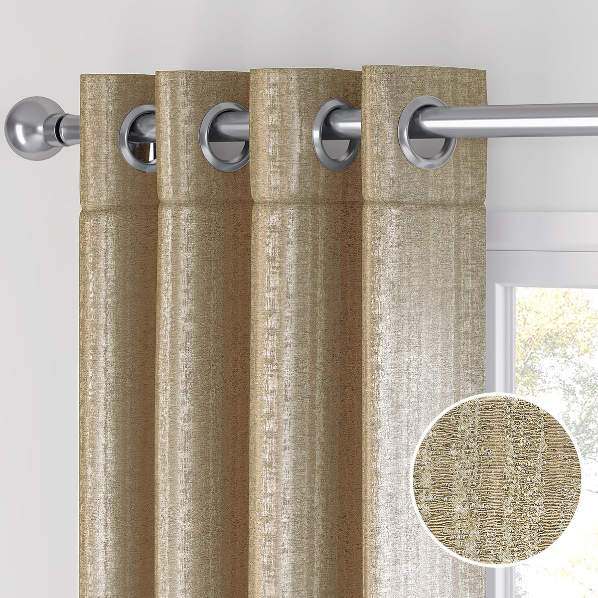 HOKIPO Royal Blend Eyelet Curtains, 7 Feet Long - Mocha Brown - image 7