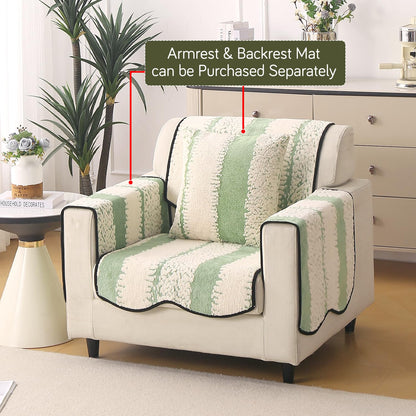 Luxury Wavy Anti Slip Plush Sofa Cover Mat, Pistachio Green