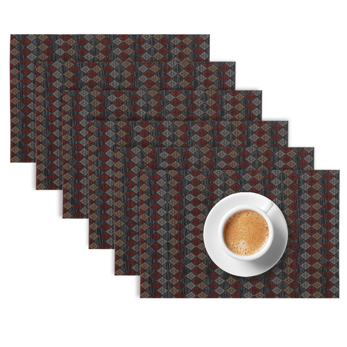 RhombusEcho Washable PVC Mats for Dining Table - Royal Maroon