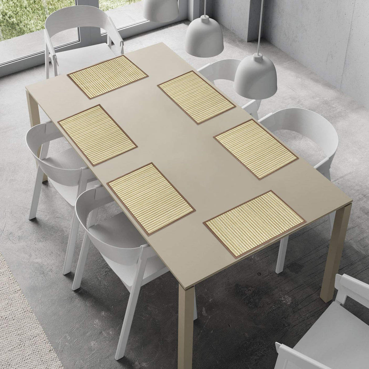 Heat Resistant Bamboo Dinner Mats, Brown