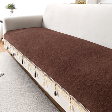 Serenity Tassel Chenille Sofa Cover with Tassel – Chestnut Luxe