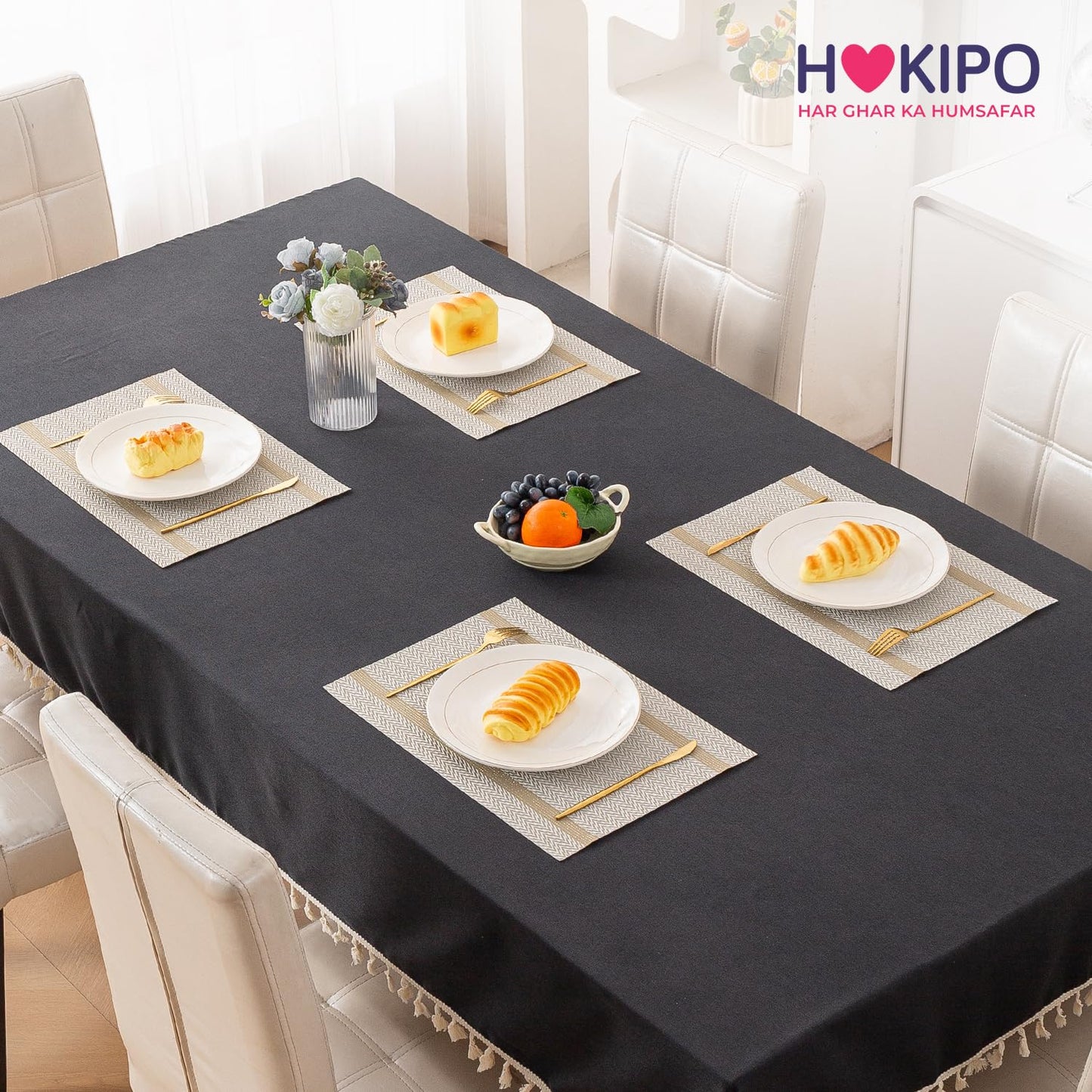 Chevron Stripes PVC Mats for Dining Table - Warm White