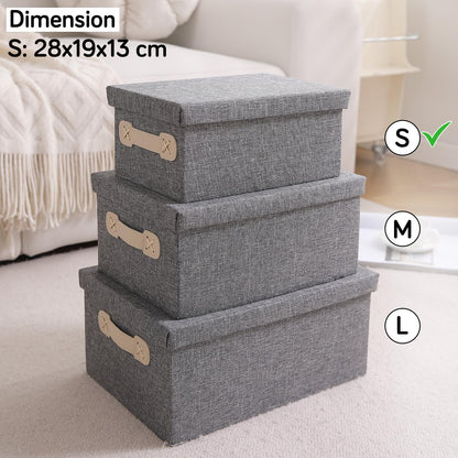Organisers Storage Box with Lid, Grey, Pack of 1/2