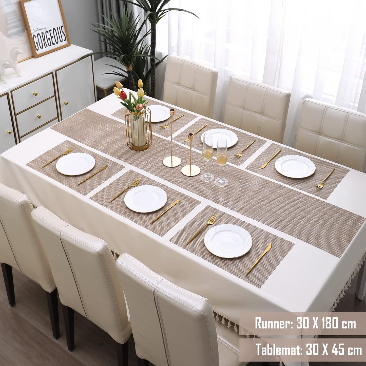 PVC Dining Table Mats, Beige