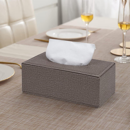 buy premium brown faux leather tissue box | HOKIPO