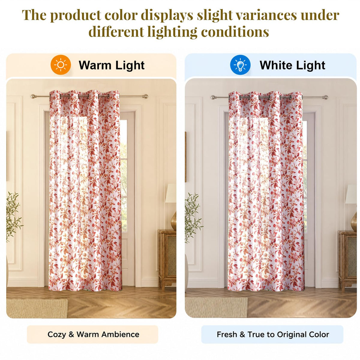HOKIPO Petal Mist Sheer Eyelet Curtains, 7 Feet Long - Rose Blossoms - image 5