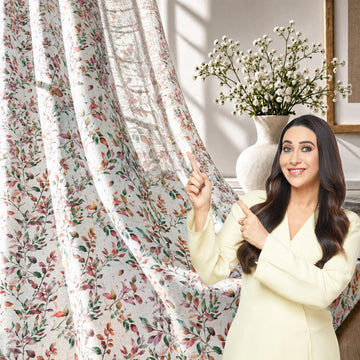 HOKIPO Petal Mist Sheer Eyelet Curtains, 7 Feet Long - Lilac Trails