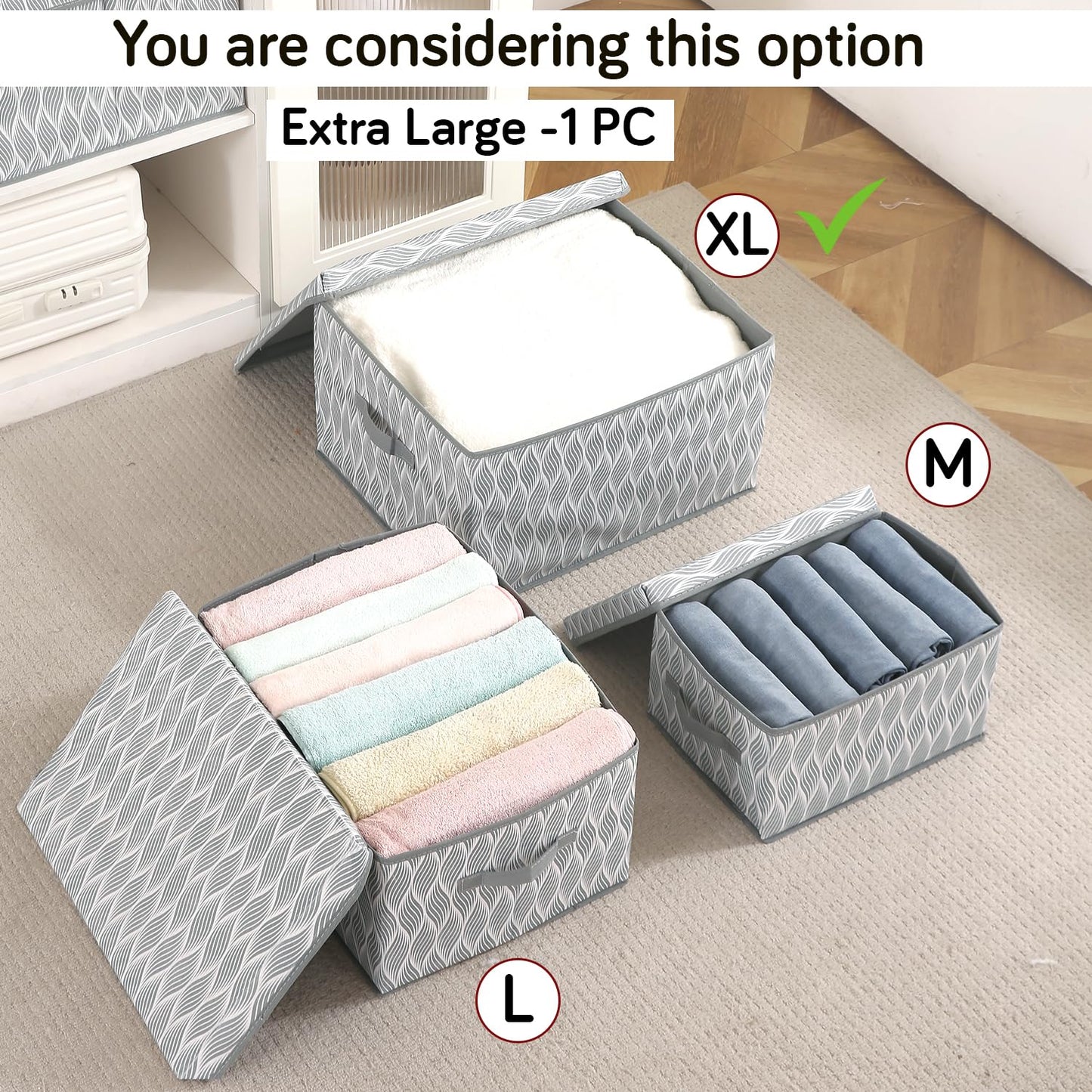 Foldable Cloth Storage Box | Wardrobe Organizer with Lid
