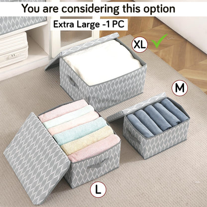 Foldable Cloth Storage Box | Wardrobe Organizer with Lid
