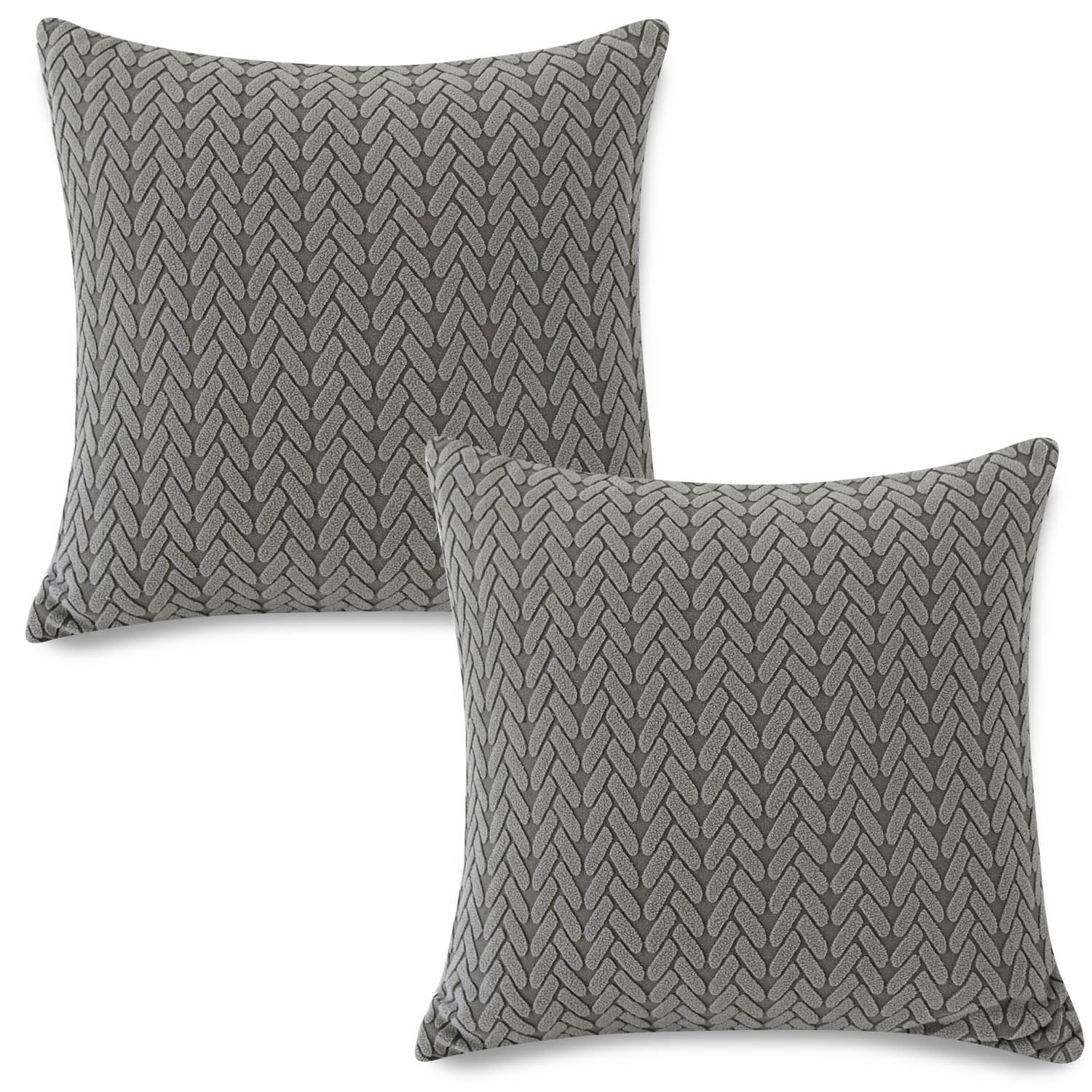 Premium Dark Grey Colour Grid Texture Jacquard Cushion Cover | 18x18 Inch Size