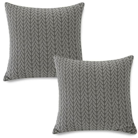 Jacquard Pack of 2 Sofa Cushion Cover 18x18 Inches, Dark Grey