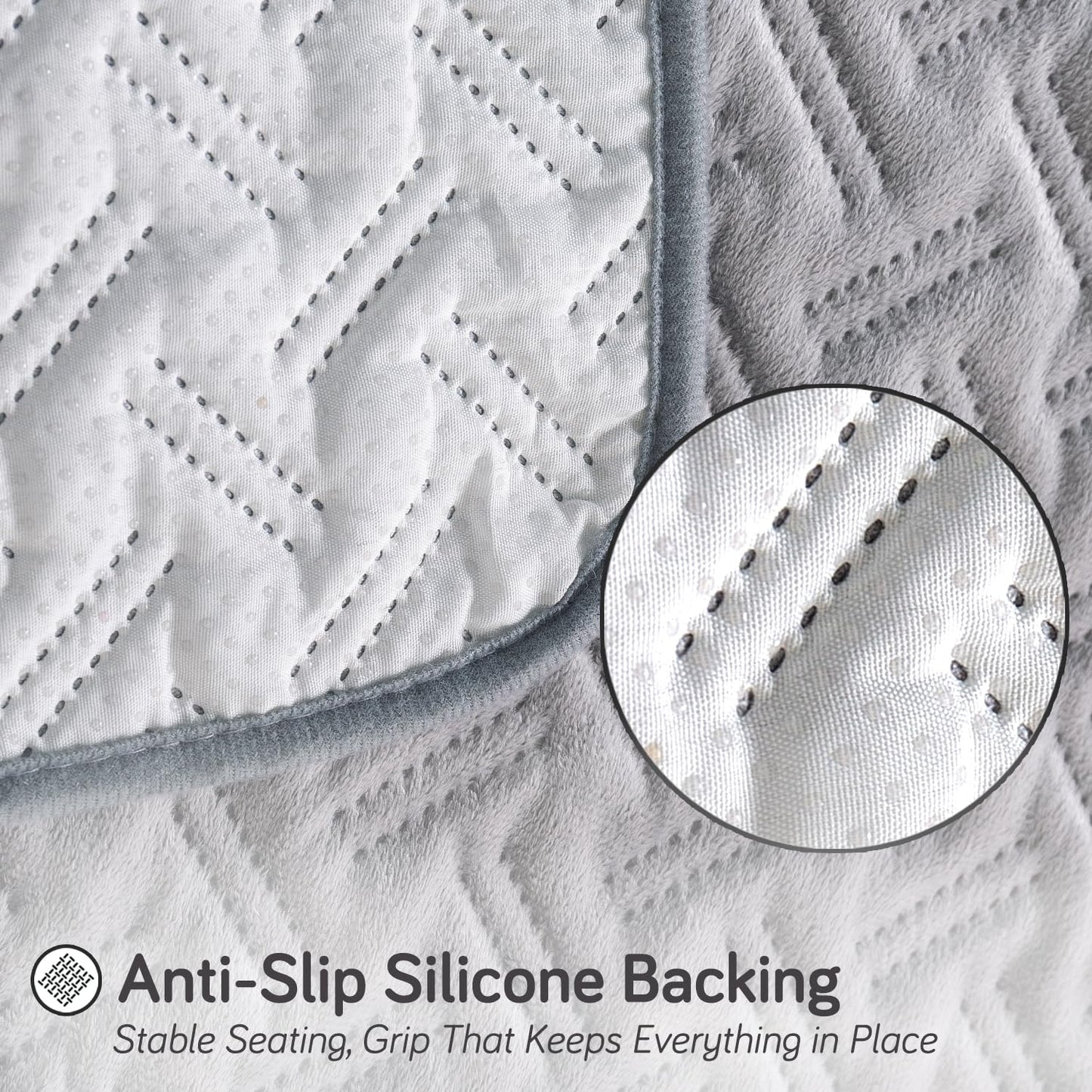 Premium Velvety Quilted Softline 5-Seater Sofa Cover (3+1+1), Arctic Grey
