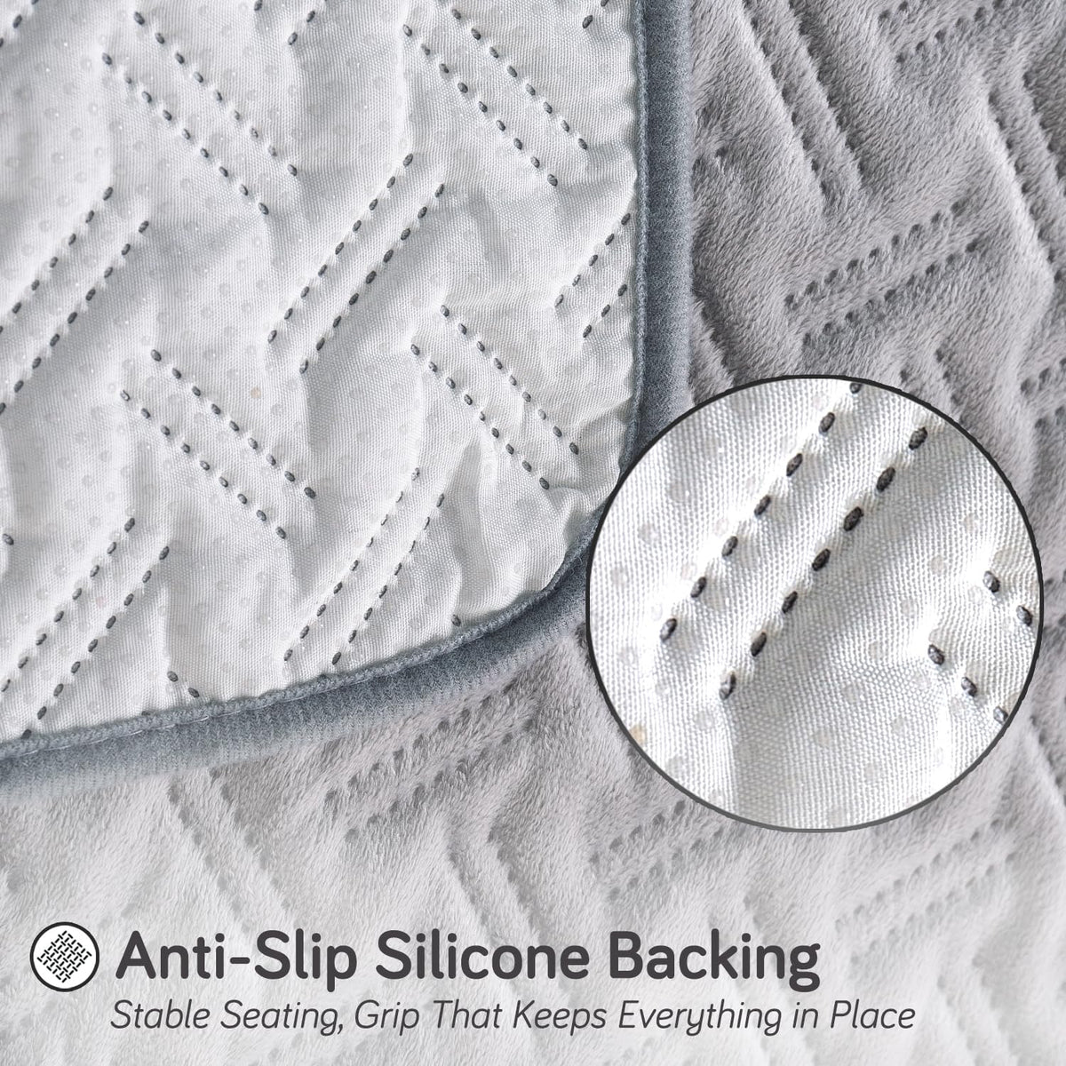 Premium Velvety Quilted Softline 5-Seater Sofa Cover (3+1+1), Arctic Grey