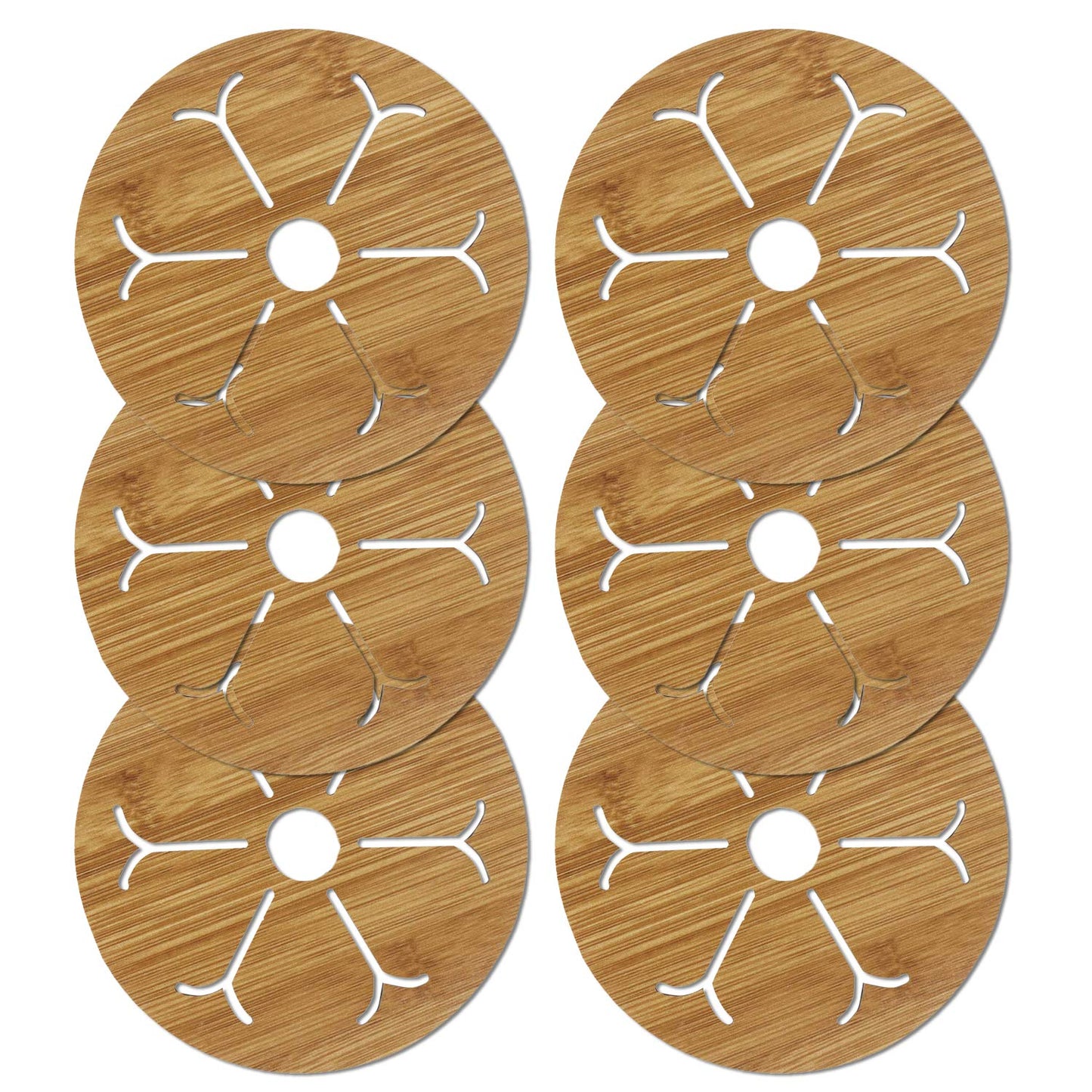 HOKIPO Eco-Friendly Bamboo Wooden Coasters for Home Pan Pot Holder, Dining Table Heat Pad for Kitchen - Pack of 2/4/6