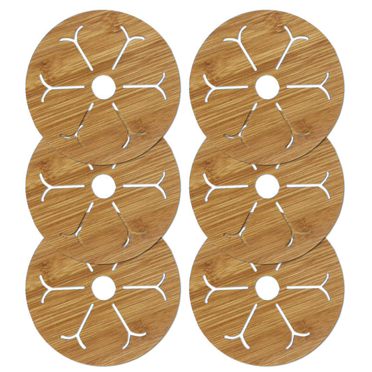 HOKIPO Eco-Friendly Bamboo Wooden Coasters for Home Pan Pot Holder, Dining Table Heat Pad for Kitchen - Pack of 2/4/6
