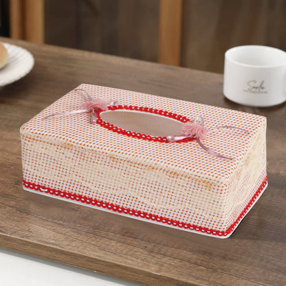 Plastic Tissue Box Holder, Beige, Pink