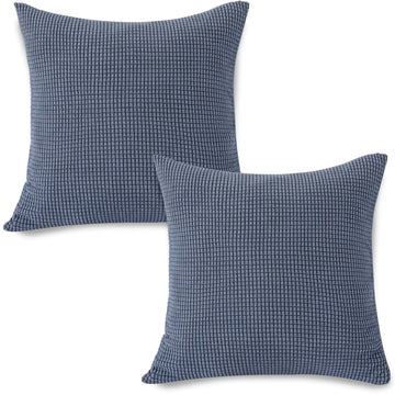 Premium Dark Grey Colour Grid Texture Jacquard Cushion Cover | 18x18 Inch Size