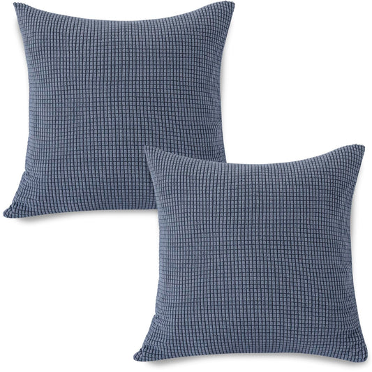 Premium Dark Grey Colour Grid Texture Jacquard Cushion Cover | 18x18 Inch Size