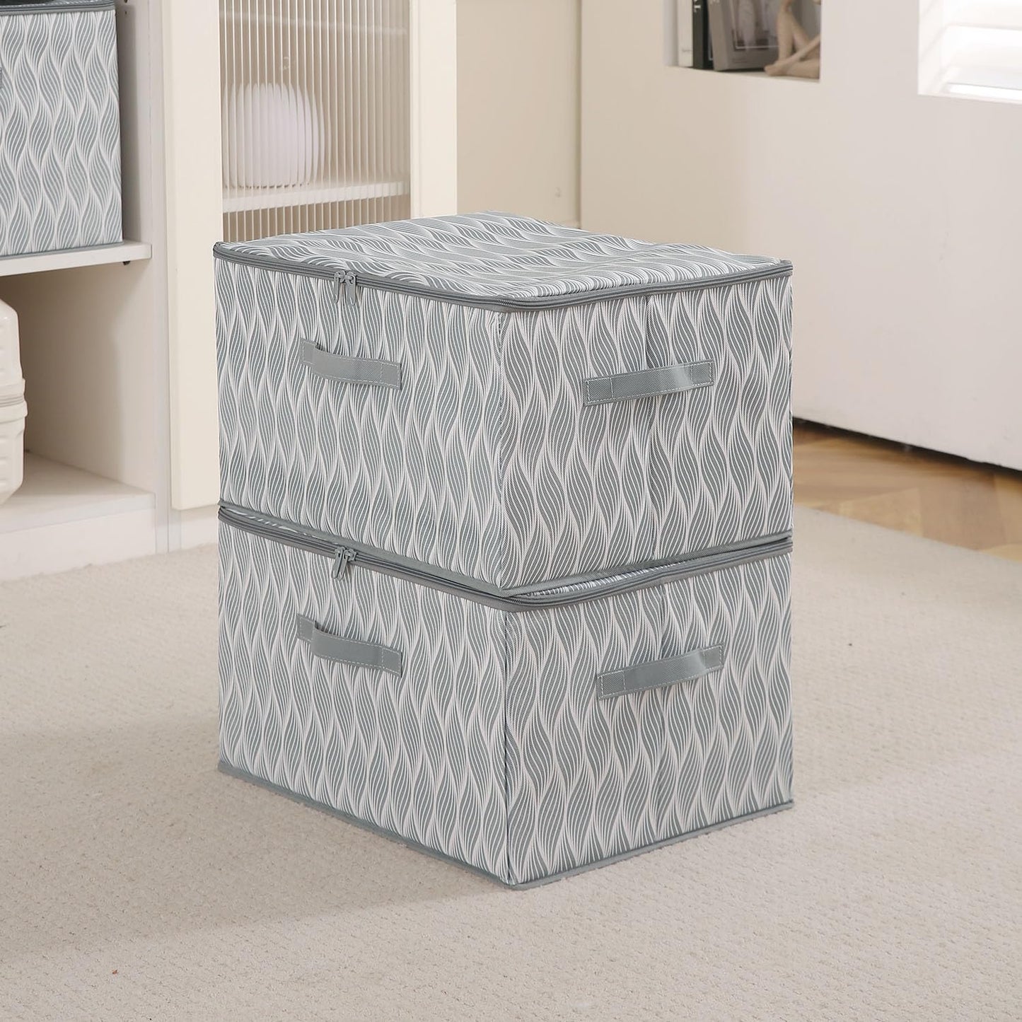 Foldable Clothes Organizer Box | Durable Non-Woven Storage with Zipper & Handle