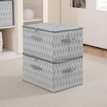 Foldable Clothes Organizer Box | Durable Non-Woven Storage with Zipper & Handle