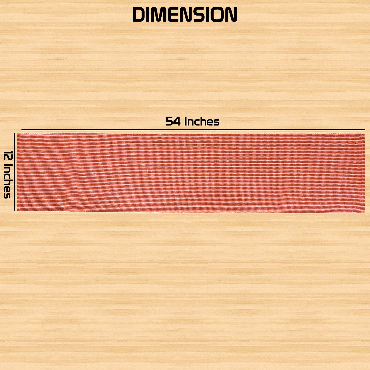 Cotton Ribbed Washable Table Runner for Dining Table 4 Seater, 12x54 Inches, Red