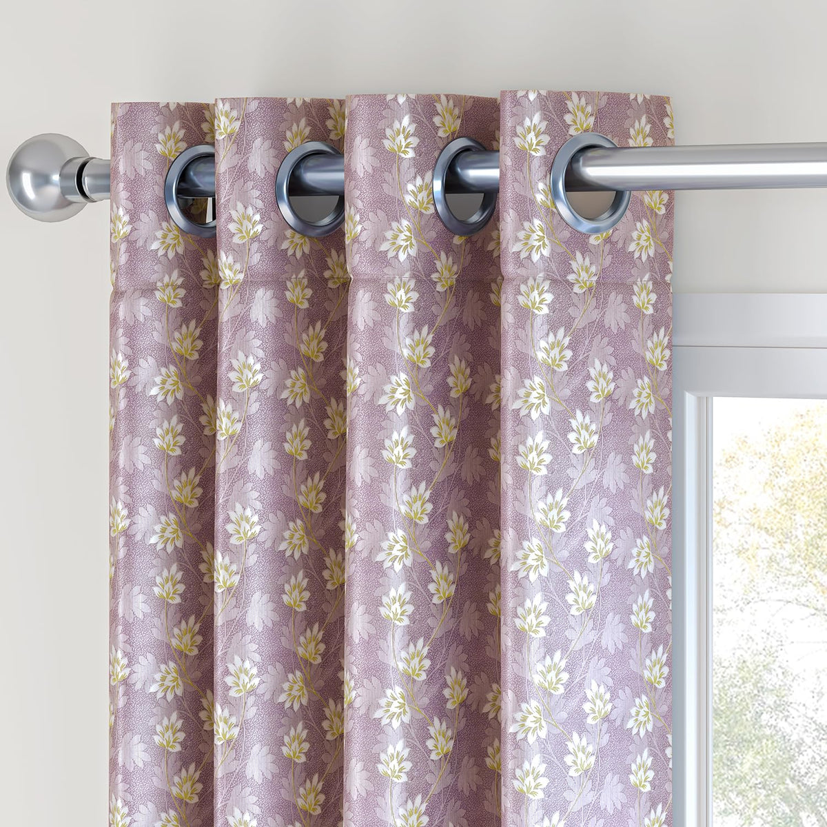 HOKIPO Vogue Shine Eyelet Curtains, 7 Feet Long - Misty Rose - image 7