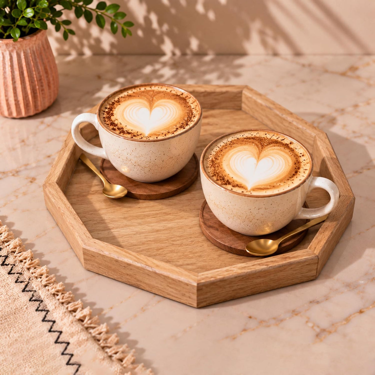 HOKIPO Arbor Mango Wood 10 Sided Serving Tray with Raised Edge, 28 cm - image 1
