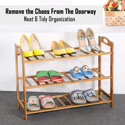 Bamboo 3/4/5 Tier Shoe Racks Slipper Stand Chappal Storage Organizer Utility Racks