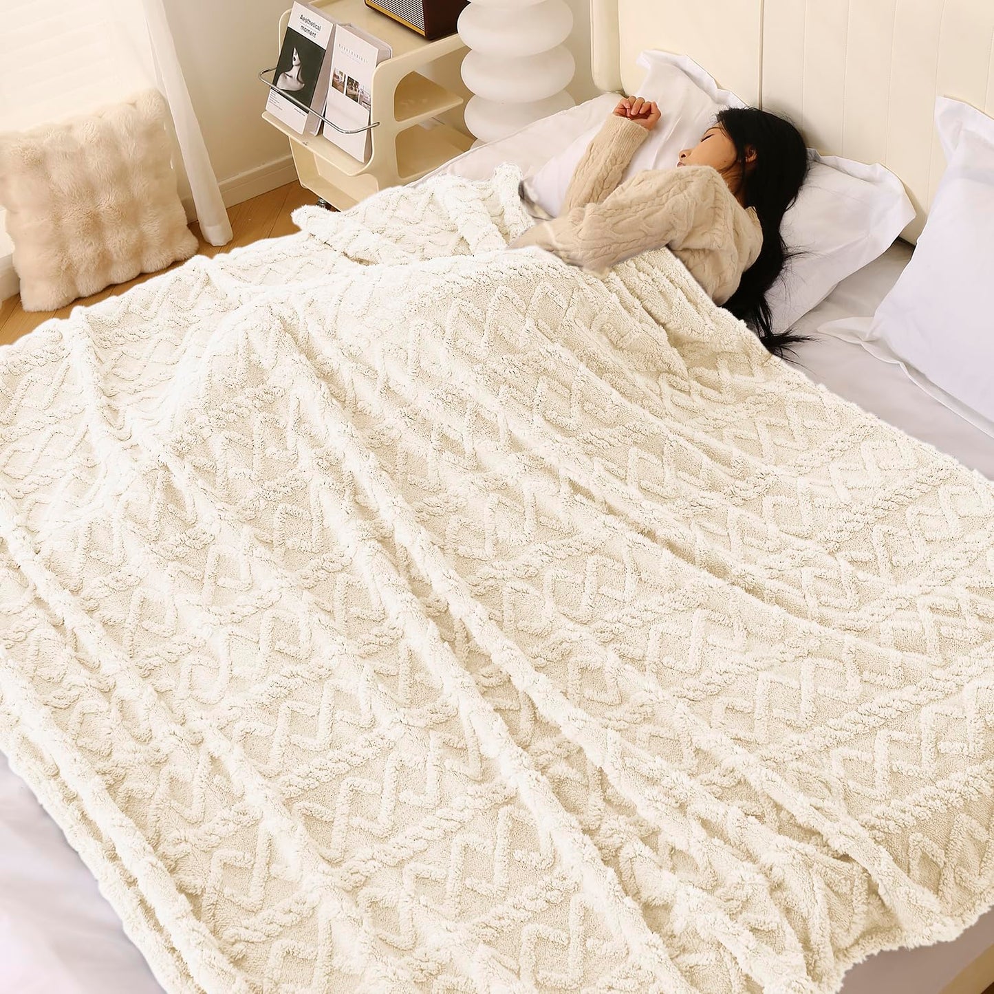 Buy Cream Colour Soft Fleece Blanket Online