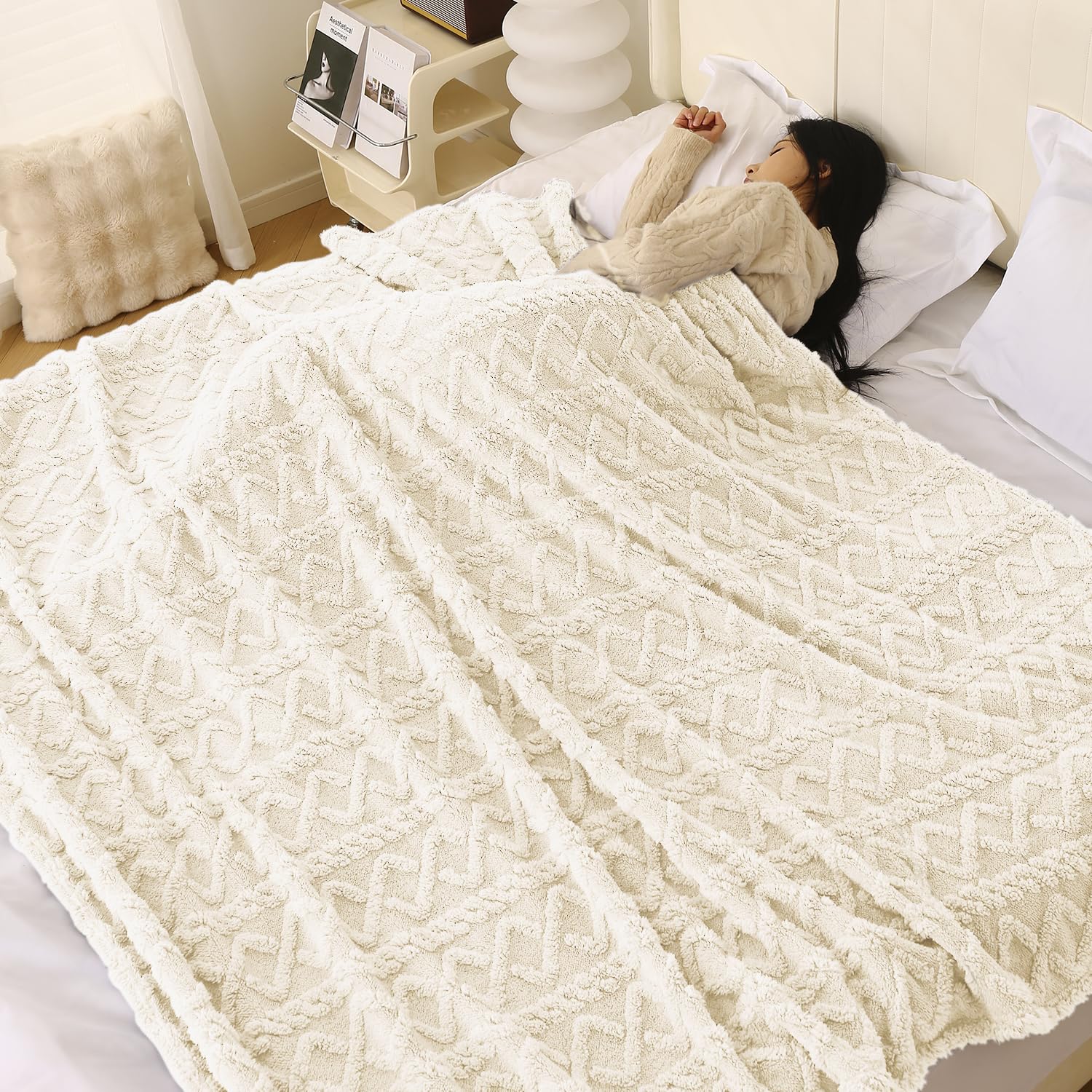 Buy Cream Colour Soft Fleece Blanket Online