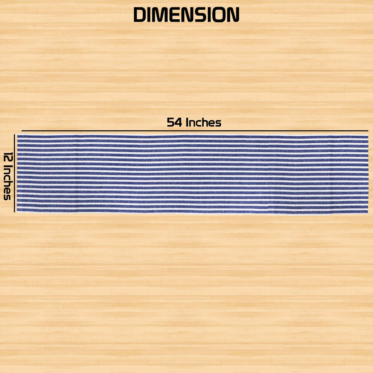 Buy Blue Colour Cotton Ribbed Table Runners Size for 4 seater table ( W-12 x L-54 inches) | HOKIPO