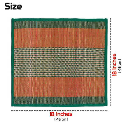 Natural River Grass Handcrafted Pooja Floor Mats/Meditation Prayer Mat/Sittting Mat/Aasan Mat Chatai for Pack of 2/4/6/8, Green