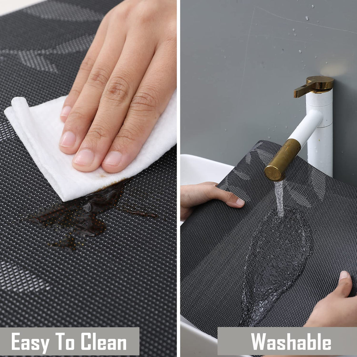 Buy Black Leaves Colour Washable PVC Tables Runner | HOKIPO