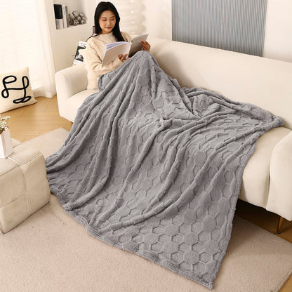 220 GSM Flannel AC Throw Blanket Double Bed Queen, 200x230 cm / 6.5x7.5 feet, Cloud Grey