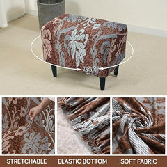 Stretchable 140 GSM Footstool Cover, Rich Chocolate Damask Floral