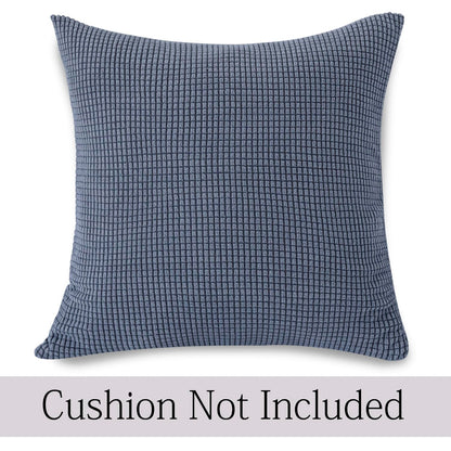 Dark Grey Colour Grid Texture Jacquard Pillow Covers | 18x18 Inch