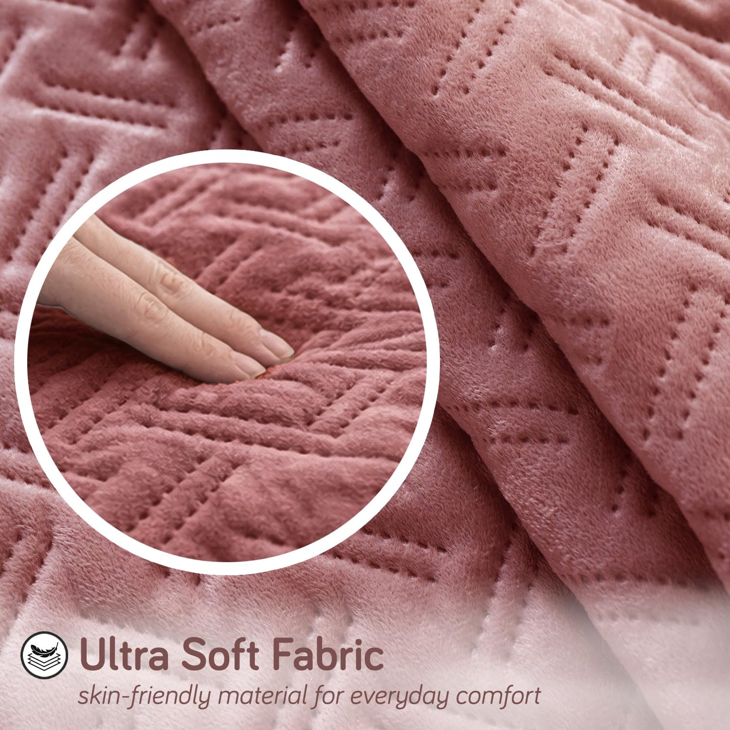 Premium Velvety Quilted Softline 5-Seater Sofa Cover (3+1+1), Dusty Rosepink
