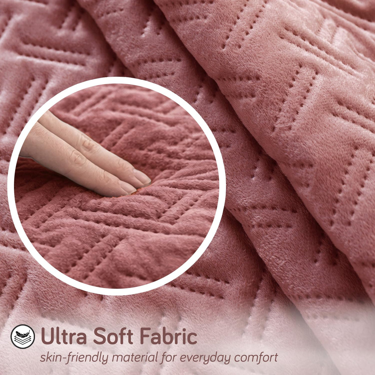 Premium Velvety Quilted Softline 5-Seater Sofa Cover (3+1+1), Dusty Rosepink