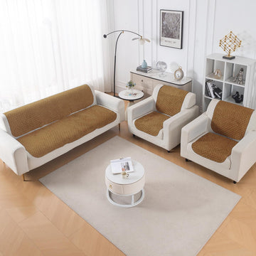 Quilt Classic 5-Seater Sofa Cover (3+1+1), Golden