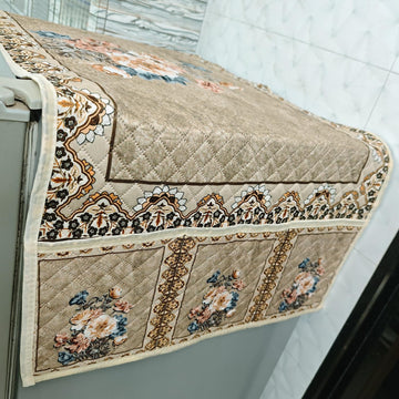 Eternal Floral Printed Quilted Fridge Top Cover with side Pockets - Whispering Roses