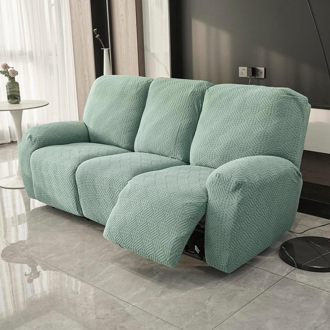 Premium 170 GSM Jacquard Fully Covered Recliner Sofa Cover for 1/2/3 Seaters, Green