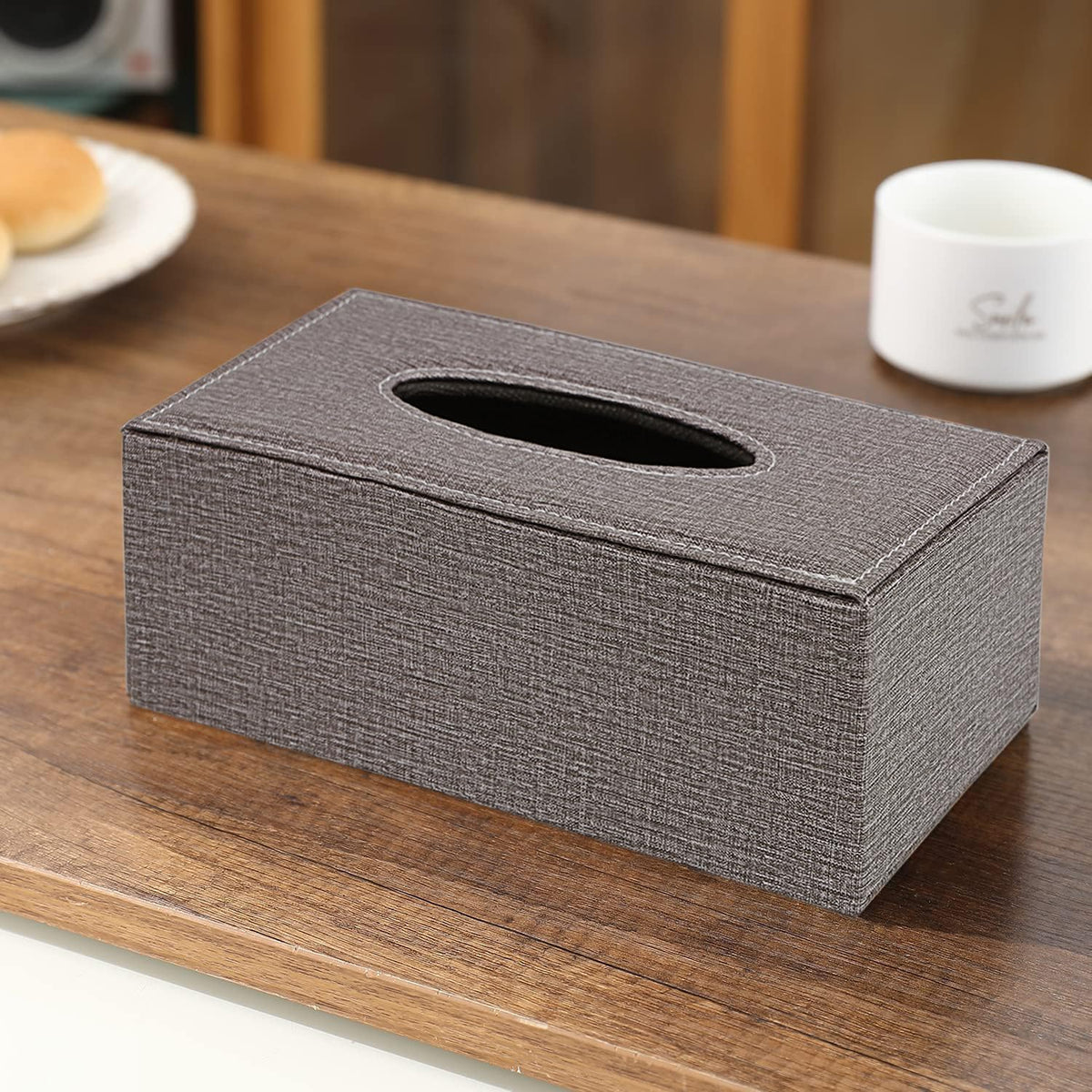 Buy Brown Faux Leather Tissue Box | HOKIPO