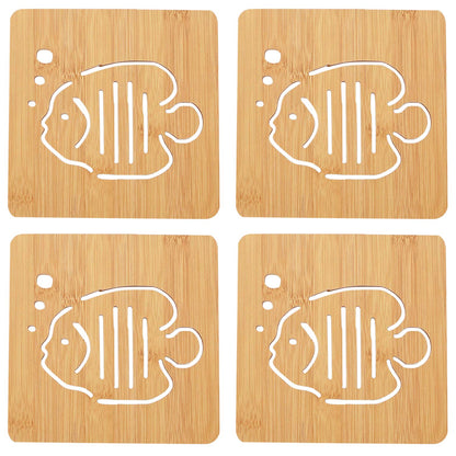 HOKIPO Eco-Friendly Bamboo Wooden Coasters for Home Pan Pot Holder - Pack of 2/4/6