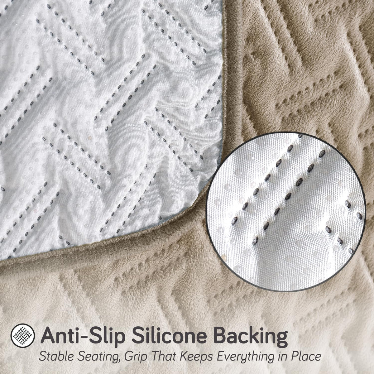 Premium Velvety Quilted Softline 5-Seater Sofa Cover (3+1+1), Latte Brown