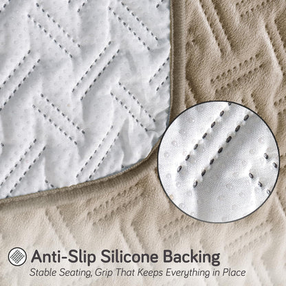 Premium Velvety Quilted Softline 5-Seater Sofa Cover (3+1+1), Latte Brown