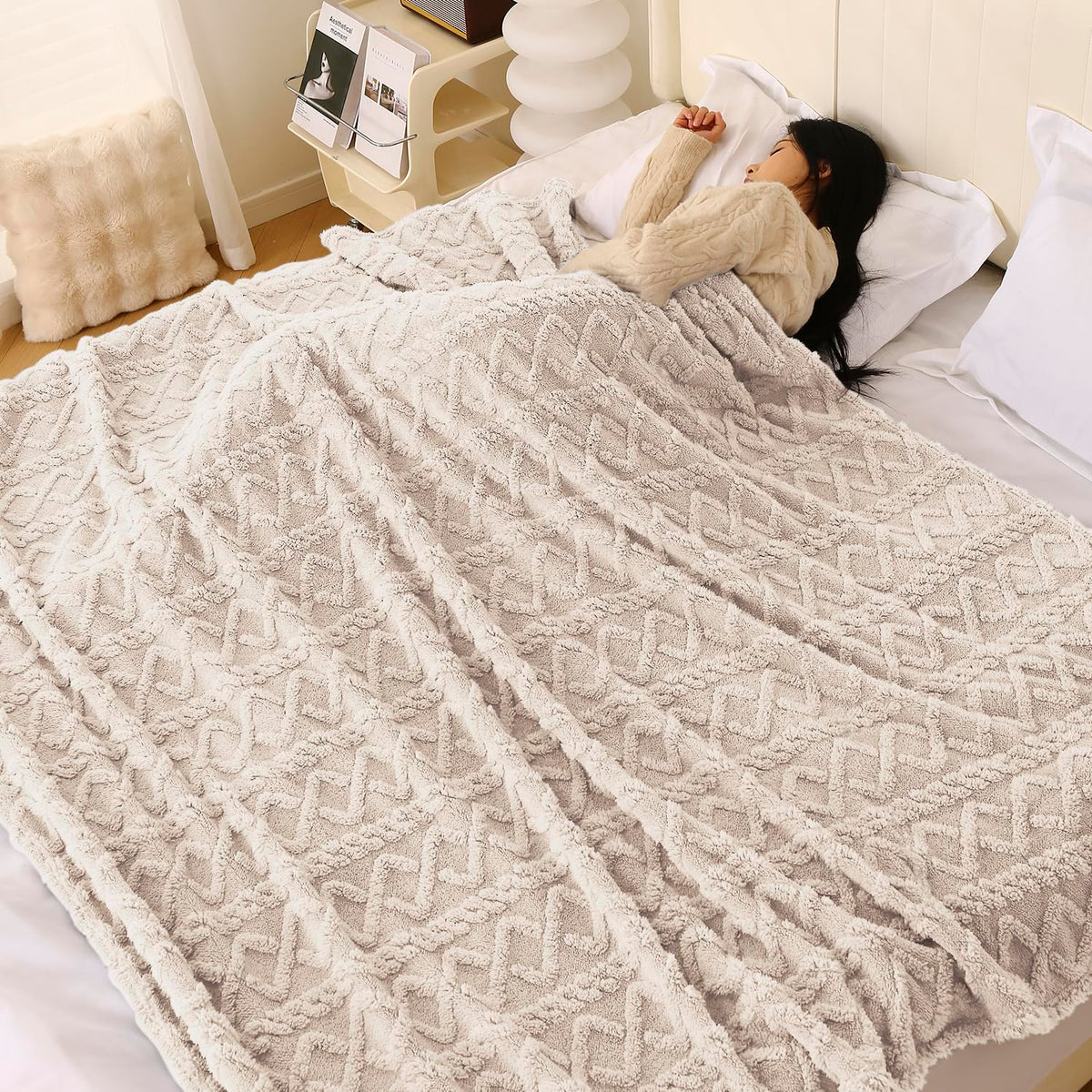 Buy Beige Colour AC Throw Blanket | HOKIPO