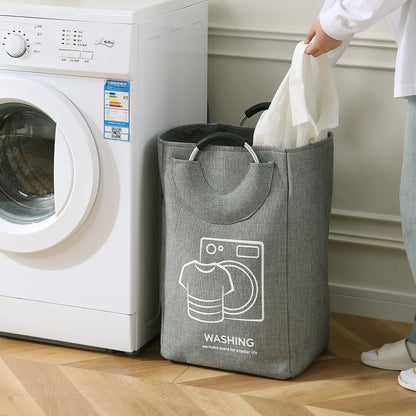 Folding Laundry Bag for Clothes Hamper Basket Collapsible Storage Basket, 30 x 27 x 55 cm Grey