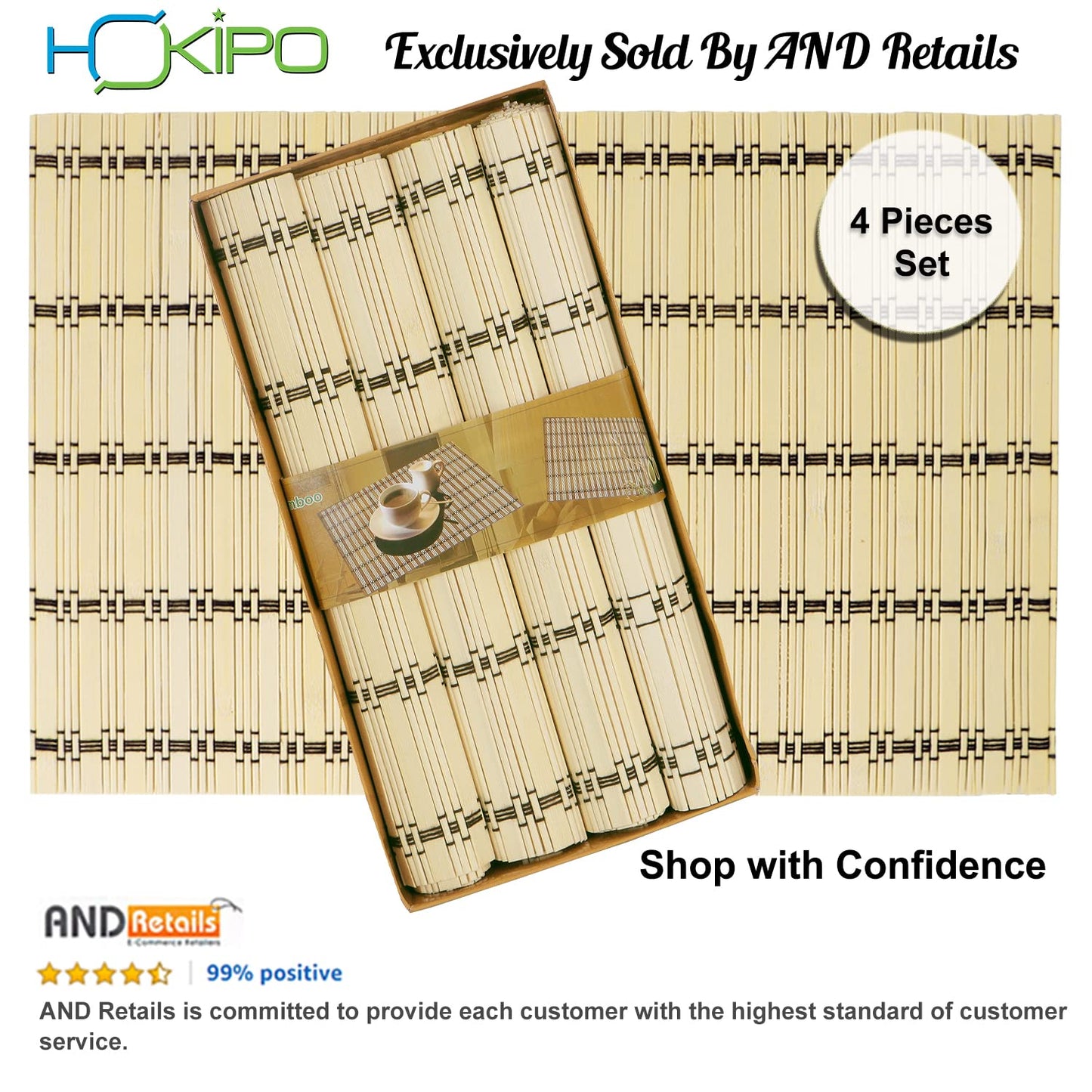 Bamboo Heat Resistant Table Mats Set Of 4, 45 X 30Cm